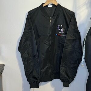 Y2K Colorado Rockies embroidered Stadium Give Away Satin style bomber jacket XL